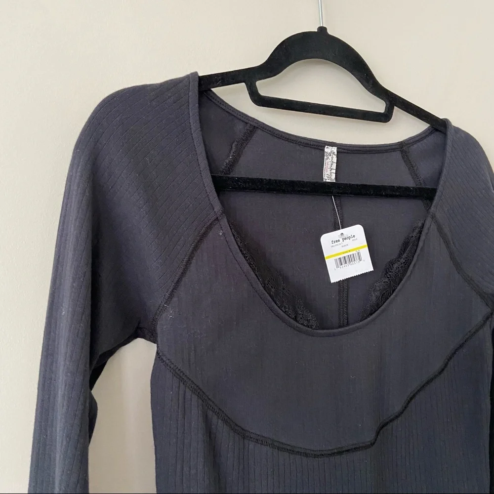 NWT-Free People Lace Layering Long Sleeve Top - Picture 5 of 11